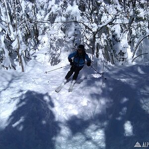 Dee skiing Ammonoosuc Ravine