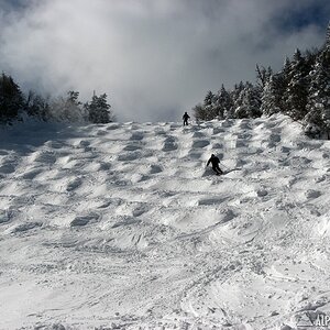 Joe (front skier) in the Catamount Bowl