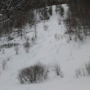 My track through the middle of lower slope