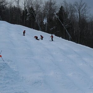 Sunapee, flying goose, patrollers in the bumps