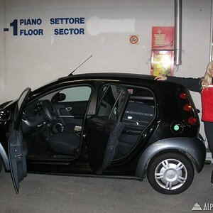 Paula with the Smart Car