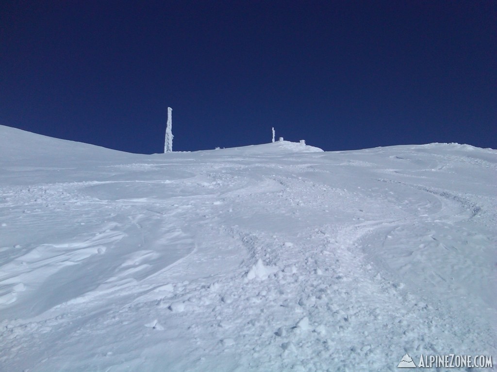 17 degrees F, 3 MPH wind, a rare day for summit tracks