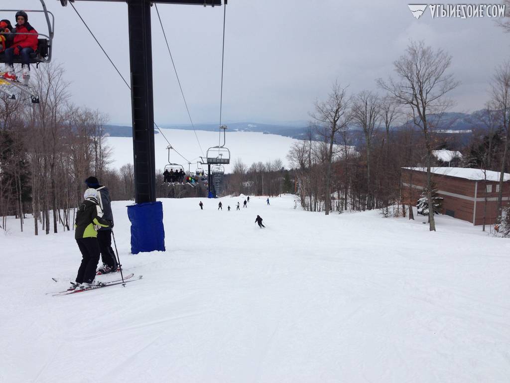 A view of Lake Memphremagog from lower on the mountain.