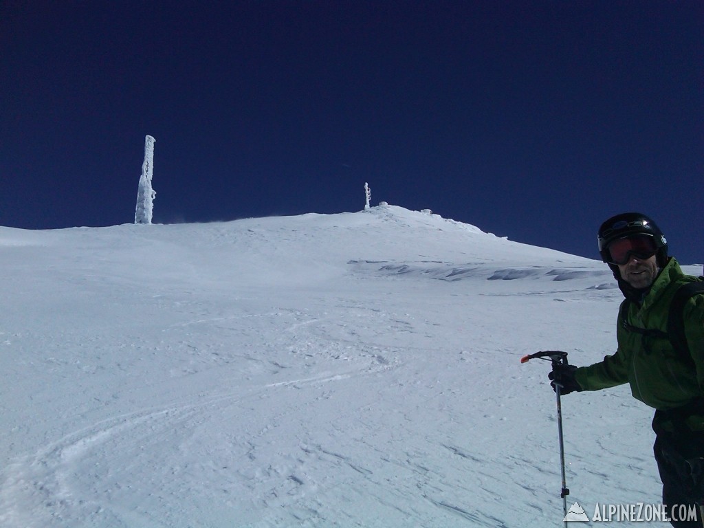Matt looking back at the Mt Washington summit 3-05-2010