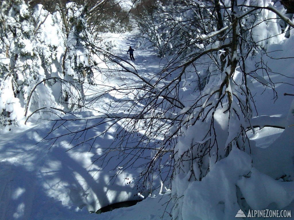 Skiing out Ammonoosuc Ravine Trail